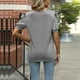 thumbnail image 5 of Tops De Verano Camiseta informal para mujer, manga abullonada, cuello en V, moda, ligera, combina con todo (gris L) Ygjytge para Mujer Gris T L, 5 of 7