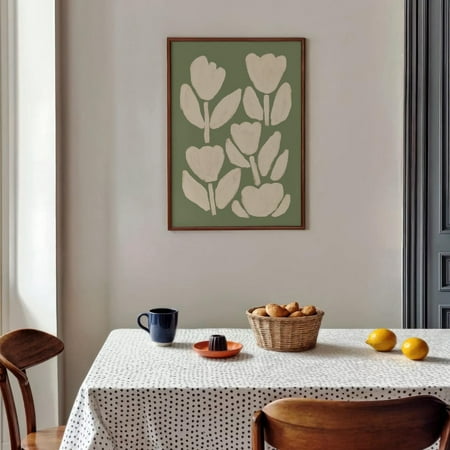 Abstract Sage Green Tulips Wall Art Modern Botanical Poster Nursery Decor, 8x12 UNFRAMED