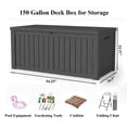 thumbnail image 6 of PATIOEASY 150 Gallon Outdoor Storage Box Waterproof Lockable Resin Deck Box, for Pool Accessories, Tools Storage, UV-Resistant Outside, Black, 6 of 11
