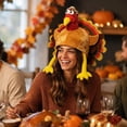 thumbnail image 5 of Stupid Plush Turkey Hat with Colorful Feathers, 3D Novelty Thanksgiving Headwear, Funny Cosplay Costume Cap for Turkey Trot & Dress Up Party, 5 of 5