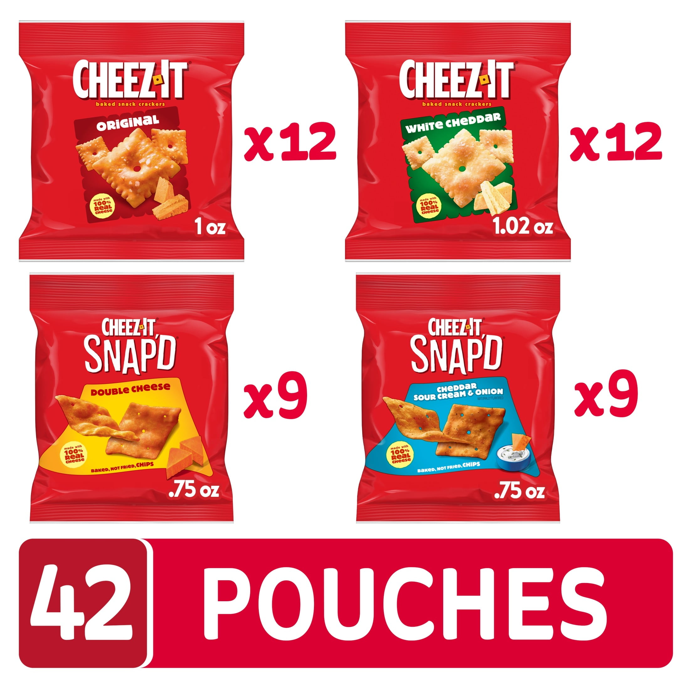 Cheez-It Variety Pack Cheese Crackers, Baked Snack Crackers, 42 Count
