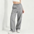 thumbnail image 5 of VBVC Women's Drawstring Wide Leg Cargo Pants , Casual Adjustable Hem Sweatpants For Women, Ladies' Y2K Streetwear Trousers with Pockets, Gray , S-3XL, 5 of 10