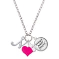 thumbnail image 1 of Delight Jewelry Silvertone Small Gelato Script Initial - N - Hot Pink Heart Nurse Strong Zoe Necklace, 1 of 4