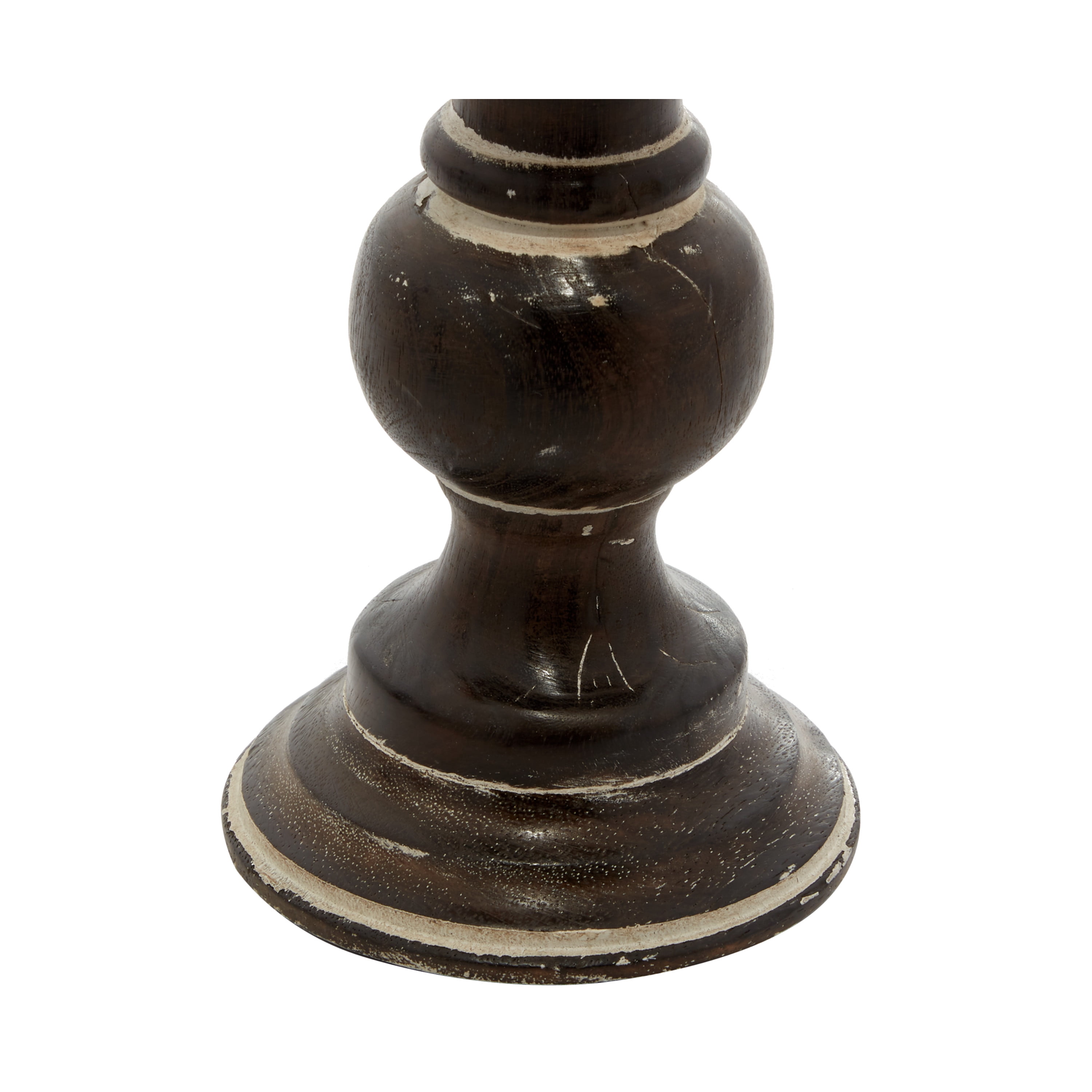 DecMode 3 Candle Dark Brown Wood Candle Holder, Set of 3