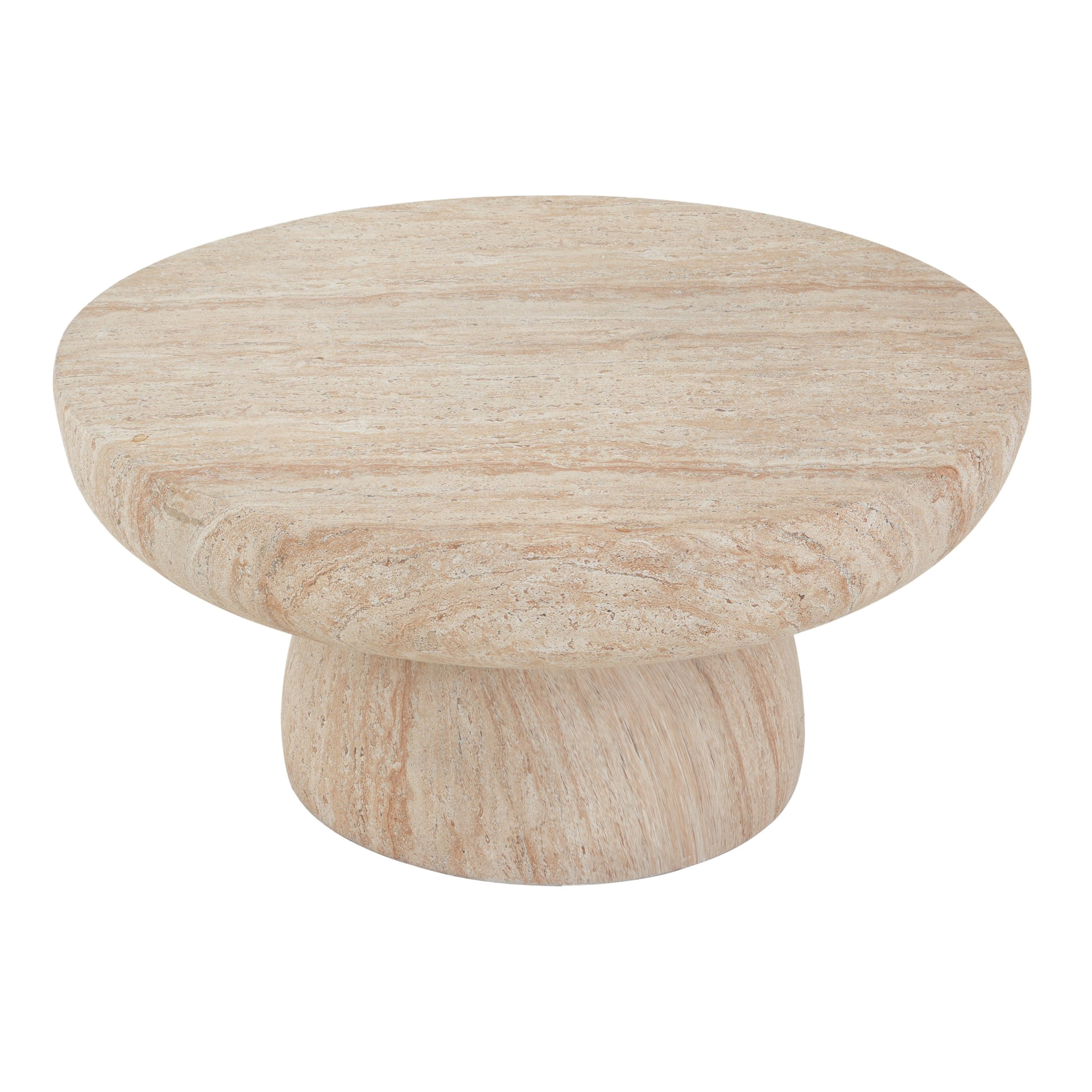 Christopher Knight Home 27.5" Round MGO Coffee Table, Indoor/Outdoor Modern Accent Table, Travertine Finish