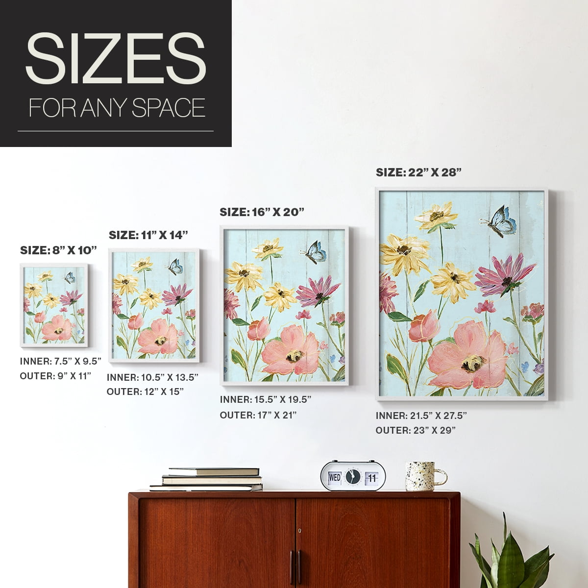 Wildflower Flutter II Framed Print - Solid Wood in Single Picture Frame Solid Wood 2 Framed Print