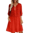 thumbnail image 5 of HAJWOH Women's Floral Embroidered Cotton Linen Maxi Boho Dress Short Sleeve V Neck Dresses Summer Flowy Beach Sundress, 5 of 7