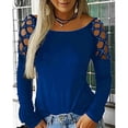 thumbnail image 2 of Casual Tops Shirts for Women Long Sleeve Crew Neck Hollow-Out Studded T Shirts Tee Shirts, 2 of 5