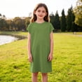 thumbnail image 6 of UQJfacai Girls Short Sleeve Dress A-Line Loose Casual Shift Swing Summer Crewneck T-Shirt Dress with Pockets 5-14 Years, 6 of 9