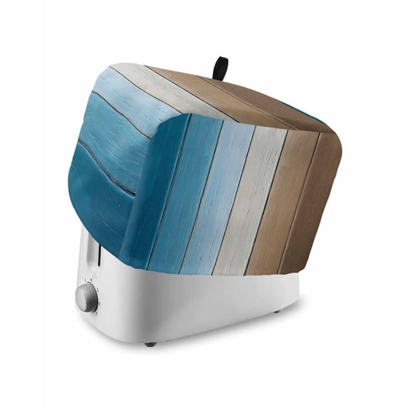 Toaster Cover 4 Slice Blue Brown Wood Grain Toaster Oven Cover with Pockets Farm Wooden Dustproof Bakeware Protector Small Kitchen Appliance Dust Covers and Fingerprint Protection