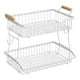 thumbnail image 1 of Cesta de frutas de 2 niveles, organizador de verduras, portátil, con asa, de hierro Blanco, 1 of 9