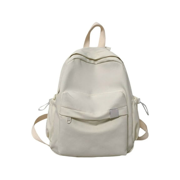 Otqutp Student Bag Female Pure Color Simple Leisure Shoulder Bag Campus Backpack for Women's Casual Traveling Hiking(Beige,One Size)
