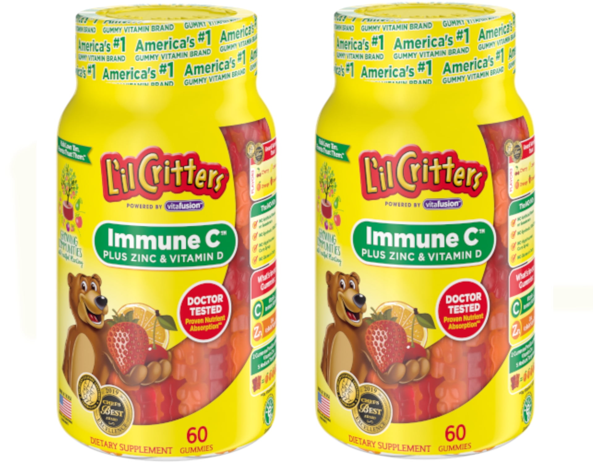 L'il Critters Gummies Immune C Plus Zinc & Vitamin D 60 Each (Pack of 2)