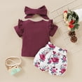 thumbnail image 2 of PatPat Newborn Baby Girl Clothes 100% Cotton 3pcs Baby Tee Short Sleeve Floral Outfit Set, 0-3 Months, 2 of 5