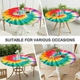 thumbnail image 7 of Colorful Rainbow Tie Dye Spiral Pattern Round Fitted Tablecloth with Elastic Edge,Dining Table Cover Waterproof,Outdoor Round Tablecloth for Camping,Dining,Indoor and Outdoor, 7 of 7
