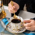 thumbnail image 3 of EONROACOO 13 Pcs Porcelain Tea Cup Set with Metal Rack, Coffee Cups, 220ml/7oz, Lattice, 3 of 6