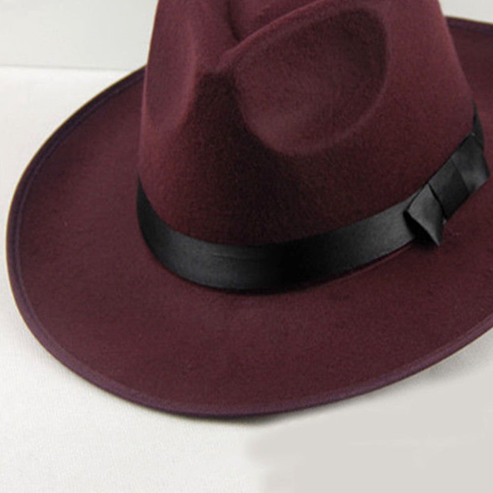 HEVIRGO Sun Visor Men Women Hard Felt Wide Brim Fedora Panama Hat Autumn Vintage Cap