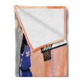 thumbnail image 2 of Basketball Soft Flannel Fleece Blanket, Basketball Action Players on Abstract Background Classical Poster Style Print, Cozy Plush for Indoor and Outdoor Use, 50" x 70", Orange Black, by Ambesonne, 2 of 5