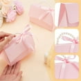 thumbnail image 3 of Kit de 12 cajas para recuerdos de boda para armar uno mismo, caja de papel kraft rosa con asa de perla, cintas, pegatinas, cajas de regalo, 3 of 6