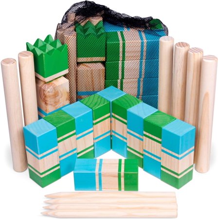 Kubb | Portable Viking Lawn Game for Adults and Kids | Unique, Traditional Family Game | Premium Wooden Tossing Game Set for Outdoor Parties, Cookouts, Yard Activities | Includes Free Mesh Carry Bag