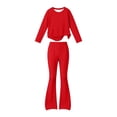 thumbnail image 2 of BXJX Girls Outfit Sets 2 Piece, Causal Long Sleeve Crew Neck Sweatshirt and Flare Pants Sets Red Size 7-8 T, 2 of 6