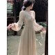 thumbnail image 1 of Vestidos Midi de fiesta de noche de princesa francesa elegante para mujer, Vestidos ajustados de manga larga, ropa Coreana de primavera y otoño, 1 of 4