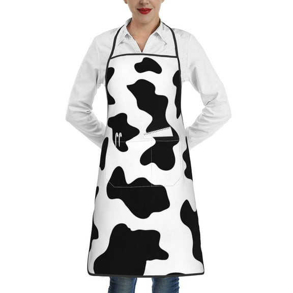 Rocae Milk Cow for Kitchen Aprons for Women Adjustable Cooking Kitchen Chef Apron for Men with Pockets