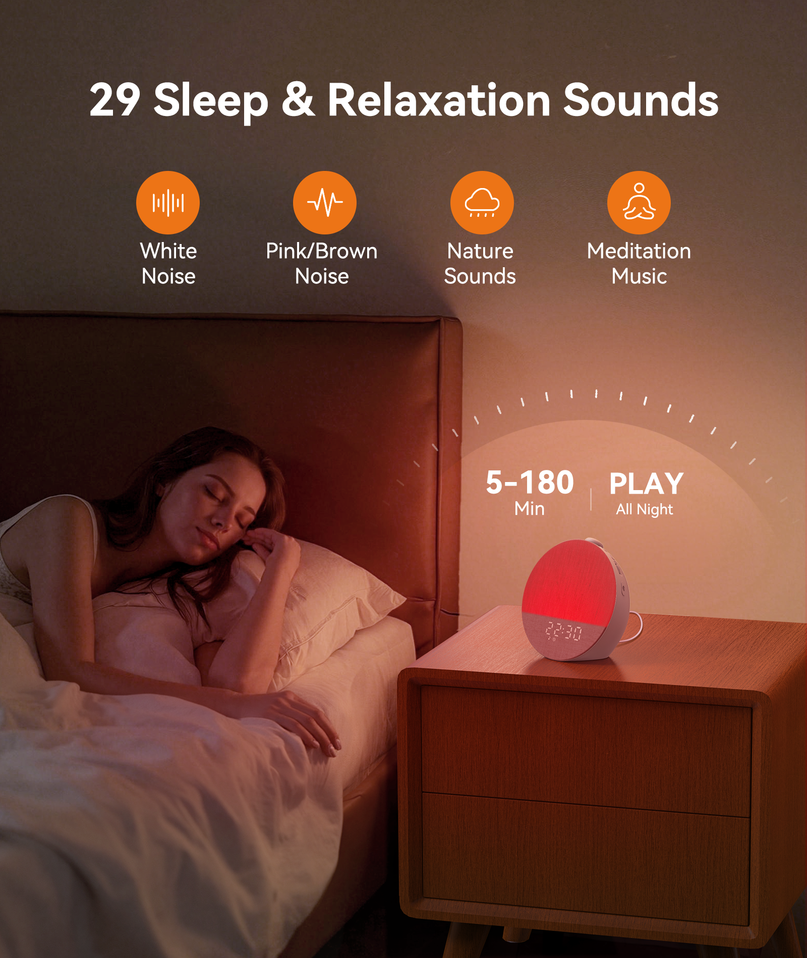 Dreamegg White Noise Sound Machine with Sunrise Alarm Clock photo 8