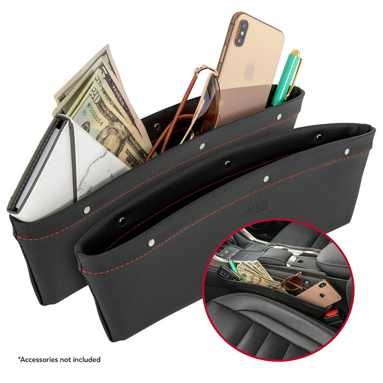 Leather Car Seat Crevice Storage Box Multi-Purpose Auto Gap Filler  Organizers Carrying Pocket Middle Side Content Phone Holder