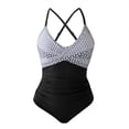 thumbnail image 4 of NMMUED Women's One Piece Swimsuits Tummy Control Ruched Push Up Bathing Suit Tie Back Slimming Swimwear White L, 4 of 4