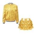 thumbnail image 3 of vastwit Kids Girls Hip Hop Jazz Latin Dance Outfit Sequin Sparkle Jacket with Tiered Mini Skirt Set Dancewear Gold 12, 3 of 7