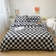 thumbnail image 1 of Juego de cama de cuatro piezas de algodón cepillado Aloe simple para hombre, juego de sábana y edredón de tres piezas a cuadros a rayas, 1 of 6