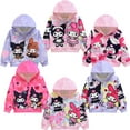 thumbnail image 2 of Cute Kuromi cat hoodie for girls zip up jacket kids anime hooded sweatshirt coat with pocket, 2 of 3