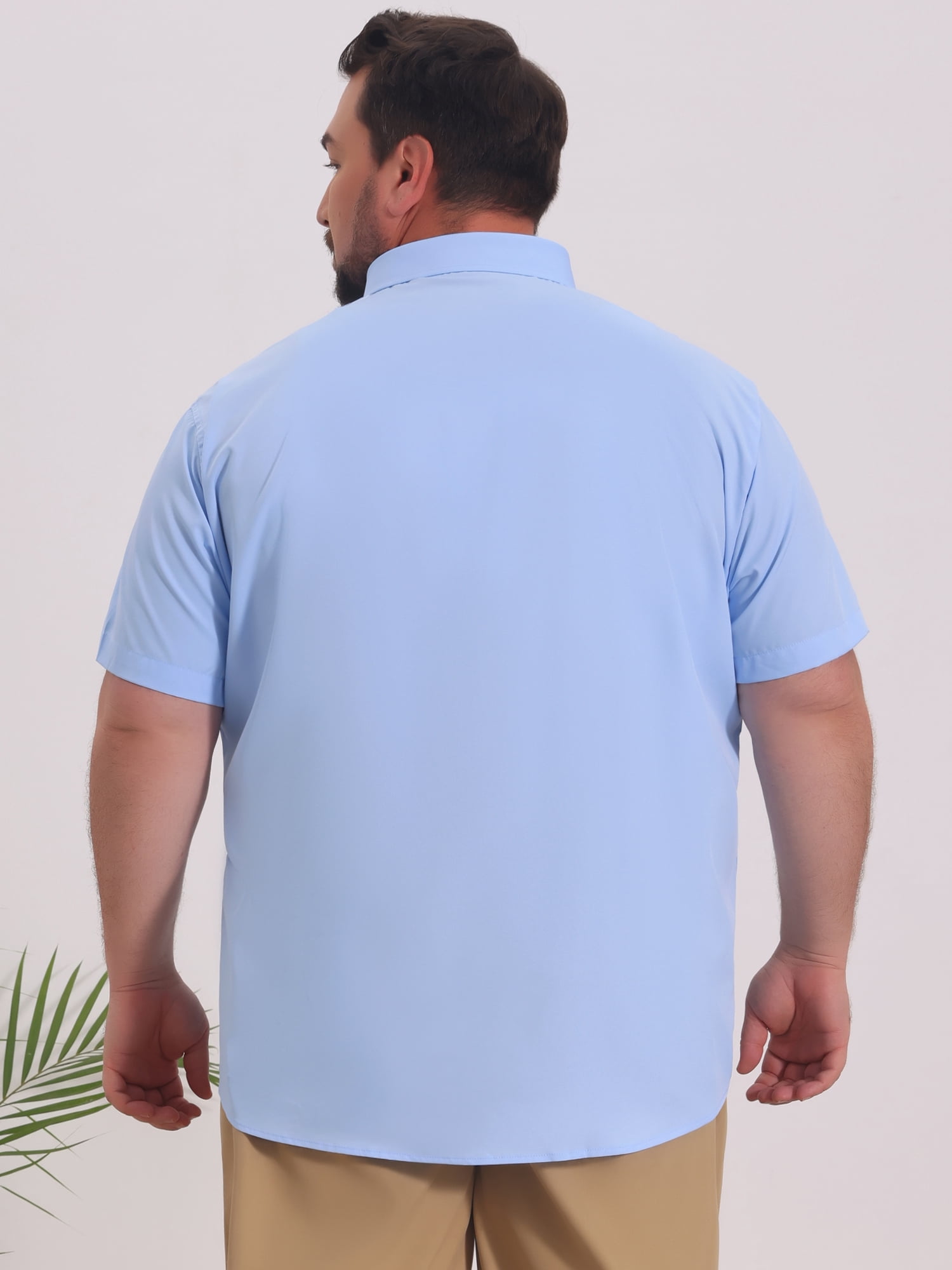 DARING DIVA Men's Big and Tall Business Dress Shirt with Chest Pocket 4XL Light Blue
