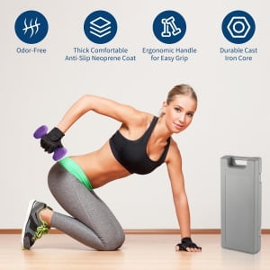 TEQIN Neoprene Coated Dumbbell Hand Weight Sets,Multiple Weight Options with Storage Case, Anti-roll, Anti-Slip, Hexagon Shape,Packed In Pairs, Set of Small Weights for Home, Living Room, Bedroom