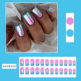 thumbnail image 2 of Pink Cat Eye Medium Coffin Press-On Nails, 24 Pcs Glitter Full Cover Reusable Glossy False Nails, 2 of 5