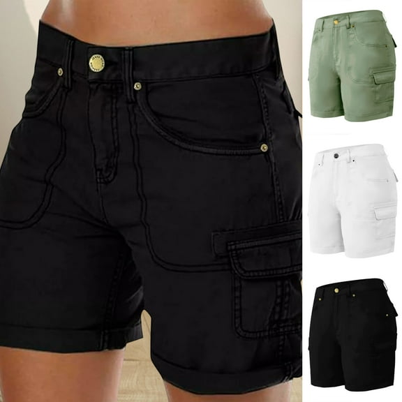 ZenCart Women Cargo Shorts Casual High Waisted Shorts with Pockets Summer Hiking Shorts Outdoor Outfits for Travel Golf Camping