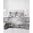 thumbnail image 2 of Quilts Full Size Bedding Set, Shabby Grey Lightweight Quilted Comforter, Oil Painting Vintage Art Gray White Soft Reversible Bedspread Coverlet with Pillow Covers for All Season, 78" x 90", 2 of 7