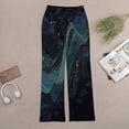 thumbnail image 6 of Marble Texture Women's Wide Leg Pants High Waist Adjustable Knot Loose Casual Trousers Business Work Casual Pants, 6 of 8