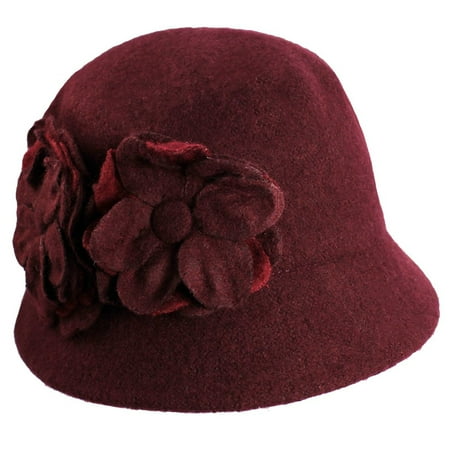 Nine West Women’s Flower Cloche Hat (Burgundy, One Size)