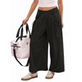thumbnail image 2 of Women's Wide Leg Fashion Street Style Flared Trousers Pants for Summer Casual Beach Vacation Black XS, 2 of 9