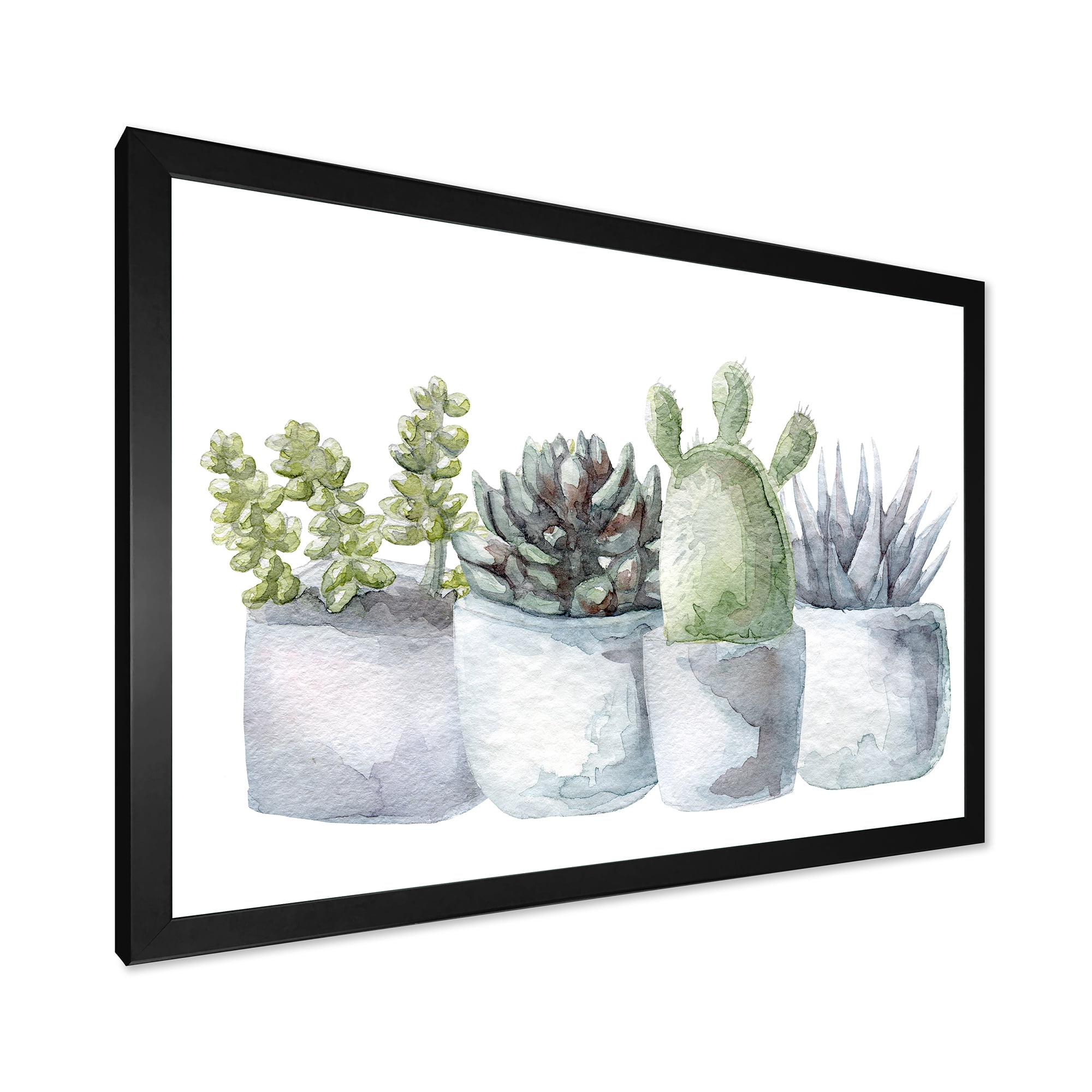 Designart 'Succulent and Cactus House Plants I' Farmhouse Framed Art Print
