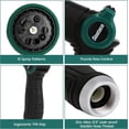 thumbnail image 4 of Heavy Duty Garden Hose Nozzle, Water Hose Sprayer Nozzle with Thumb Flow Control, 10 Spray Patterns, High Pressure Hose Nozzle for Lawn & Plant Watering, Car & Pet Washing – Forest Green, 4 of 5