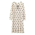thumbnail image 2 of Defitshape Women's Cute Long Sleeve Nightgown Padded Midi Sleep Dress Ruffle Nighty Cotton Sleepwear Beige 8-10, 2 of 4