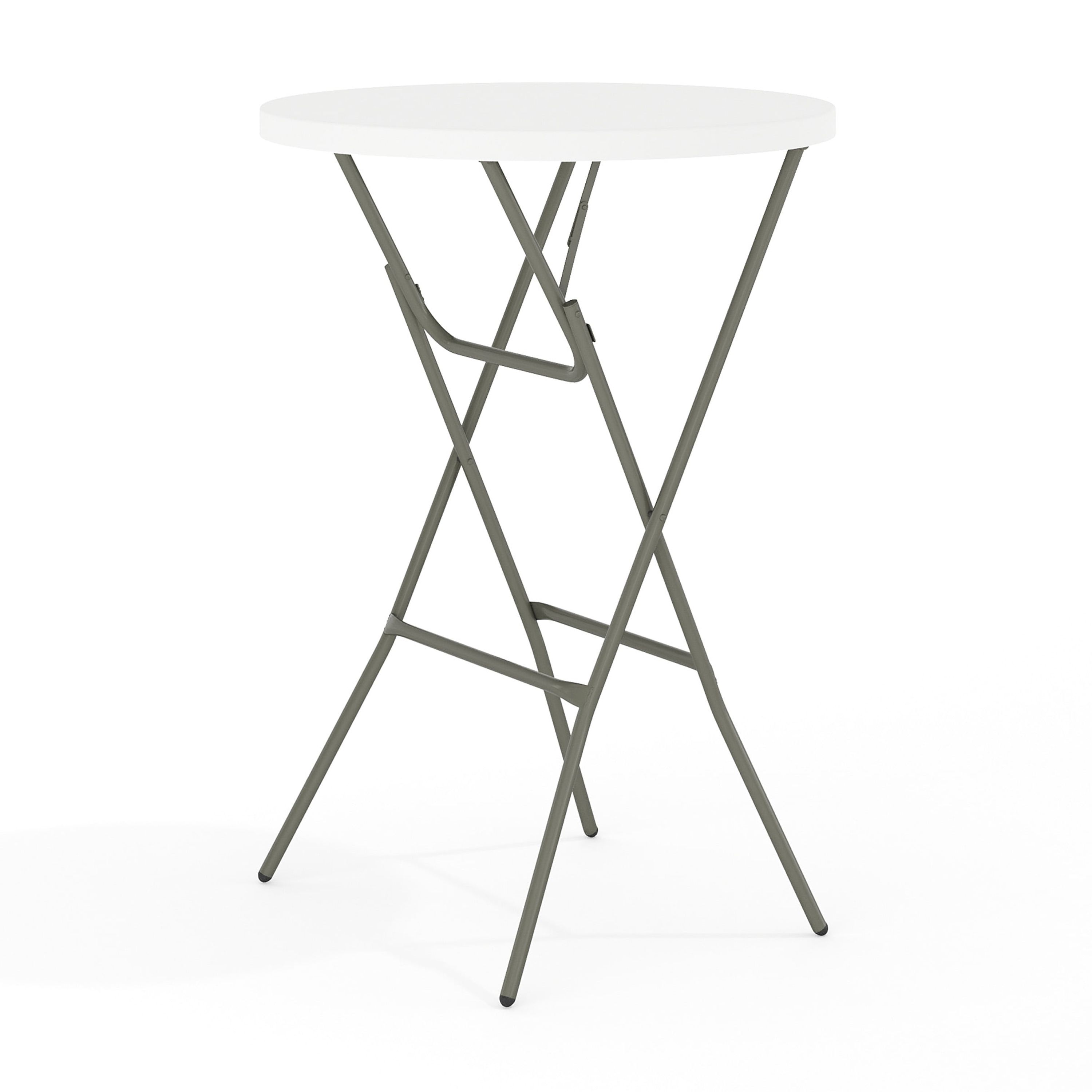 Flash Furniture Elon 2.6' Round Plastic Folding Bar Height Table for Commercial Events, White