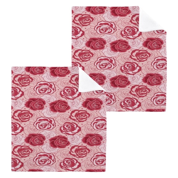 BZSMCE Towel Cotton Face Towel Soft Hand Towels Fashion Red Rose Repeat Pattern