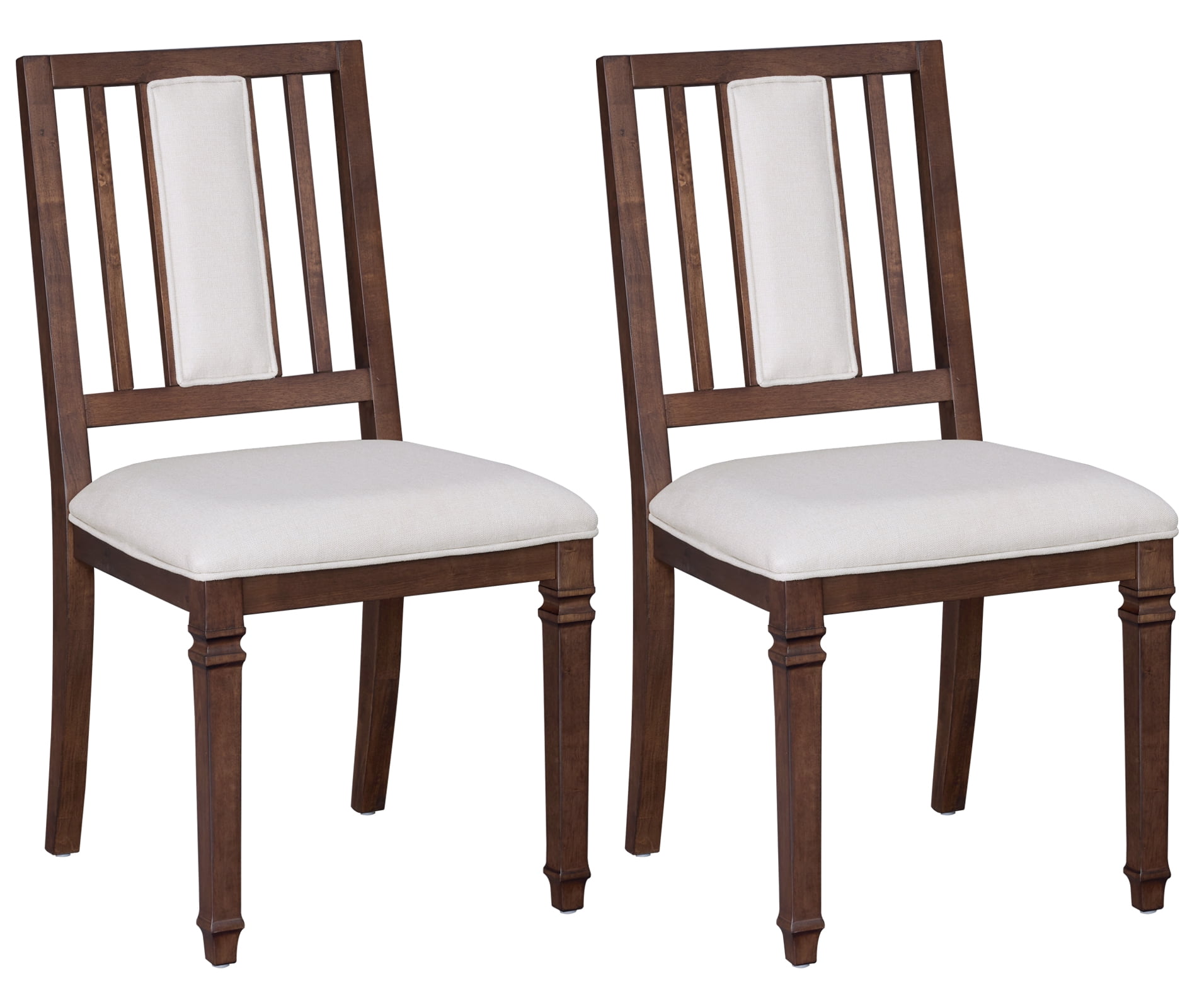 WAMPAT Farmhouse Upholstered Dining Chairs Set of 2,Modern Kitchen Chairs with Fabric Cushion & Splat Back for Dining Room,Living Room,Brown