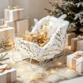 thumbnail image 3 of Christmas Sleigh Shaped Candy Flower Storage Blasket, Vintage Pure White with Floral Print Sturdy Reinforced Gift Storage, Candy Basket for Wine Party Family Home Decor Tabletop Display, 3 of 6