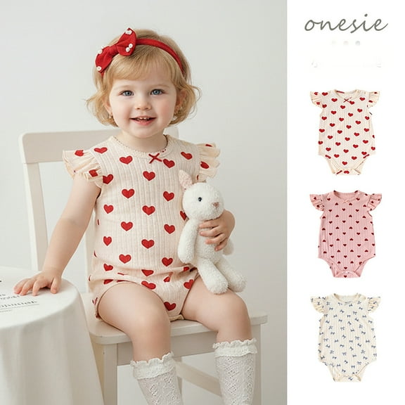 Bellafa Newborn Baby Girl's Bodysuit Ruffle Short Sleeve One-piece Infant Girl Ribbe Knit Romper Onesies Summer Outfits 0-18M