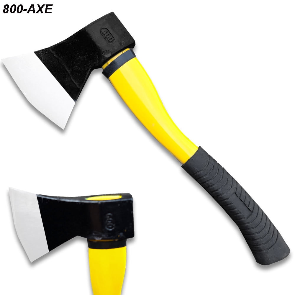 13.5" Black And Yellow Camping Axe Black Metal Handle With Carbon Steel Head